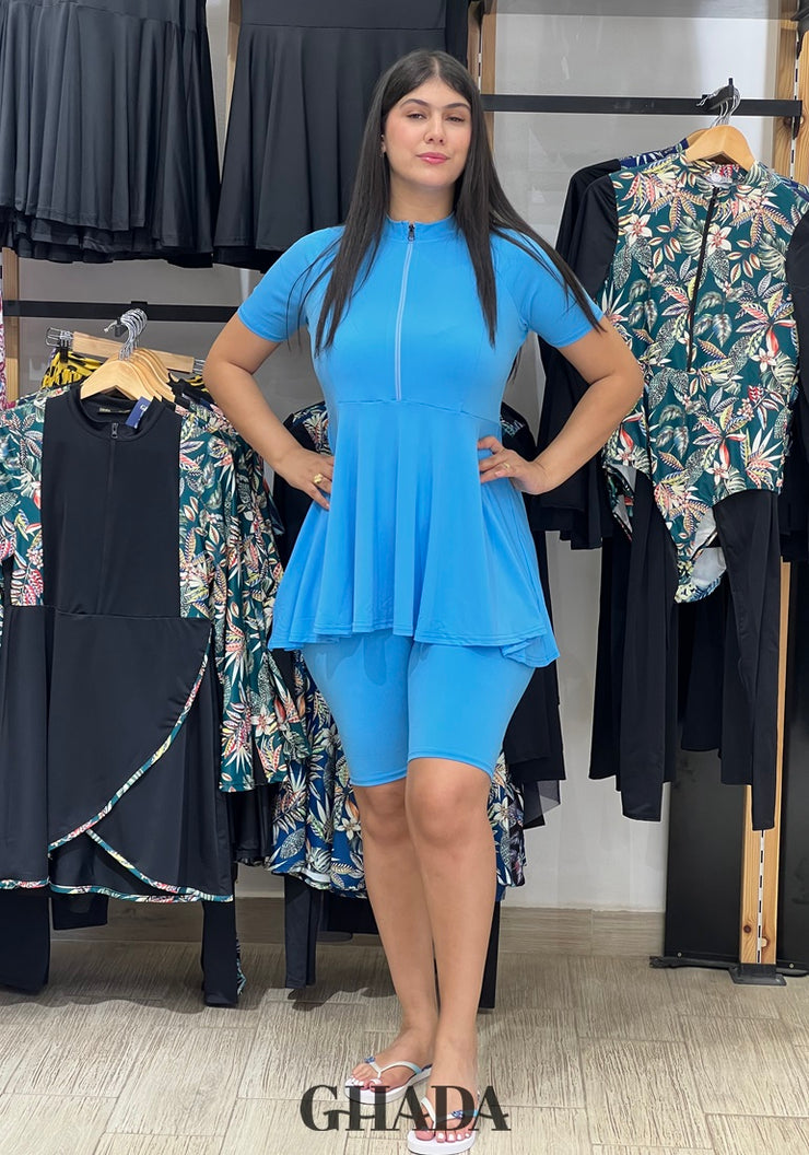 Maillot de bain burkini en bleu ciel
