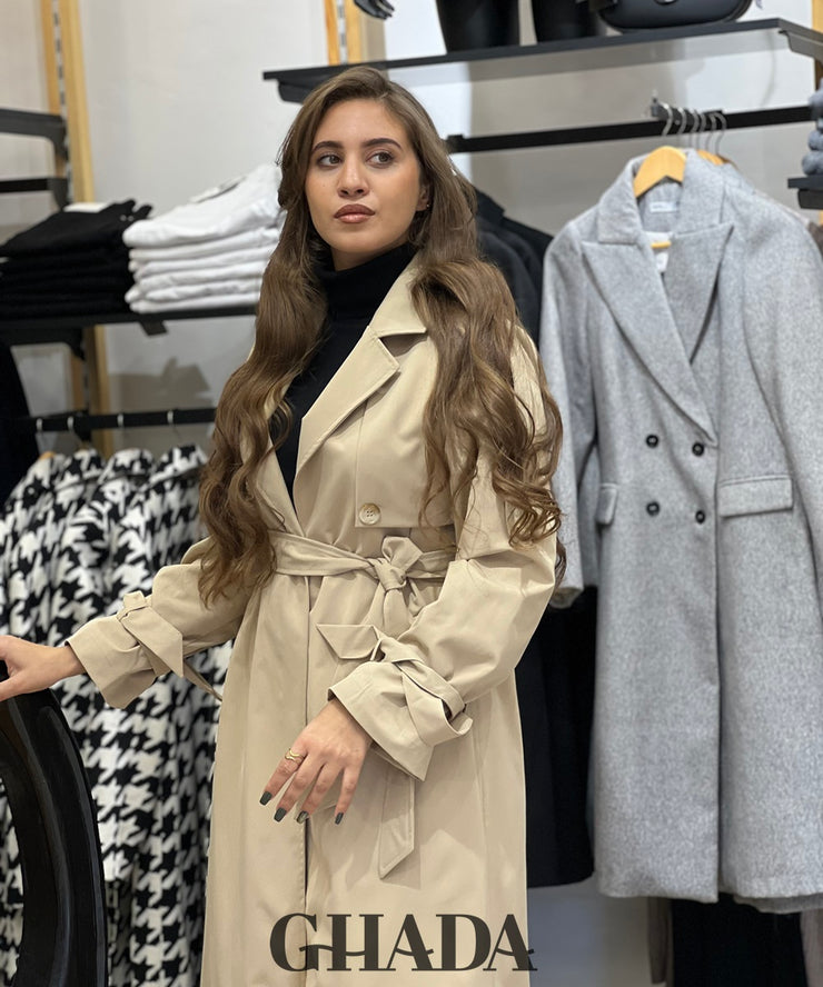 Trench long oversize en beige