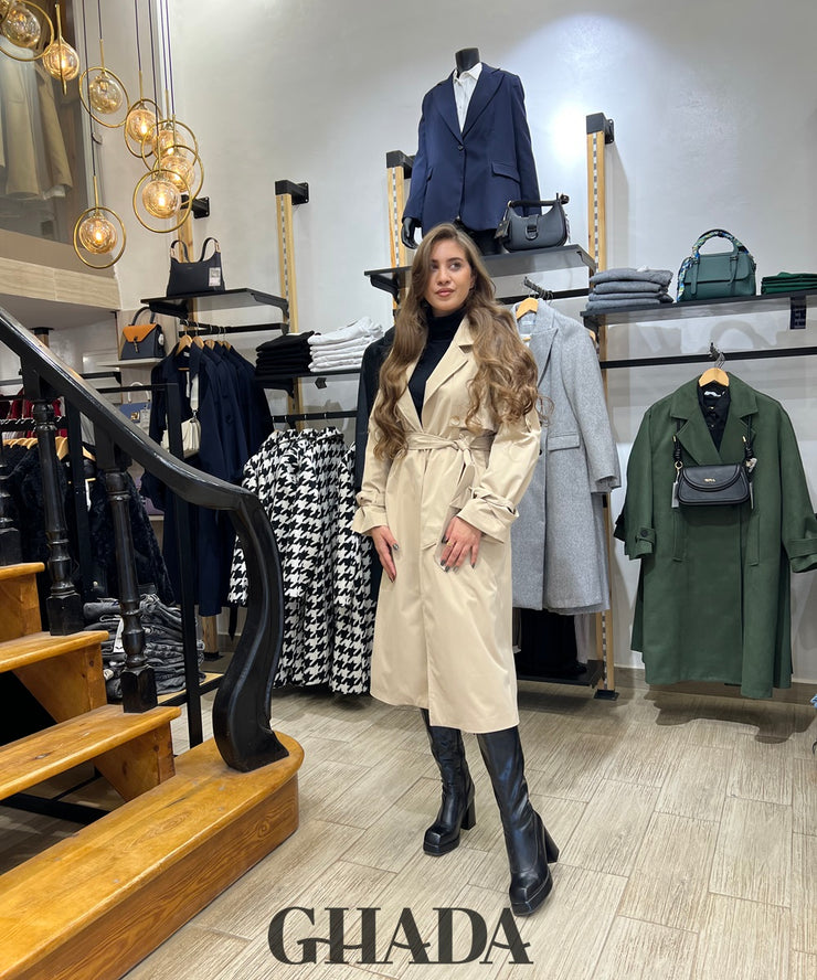 Trench long oversize en beige