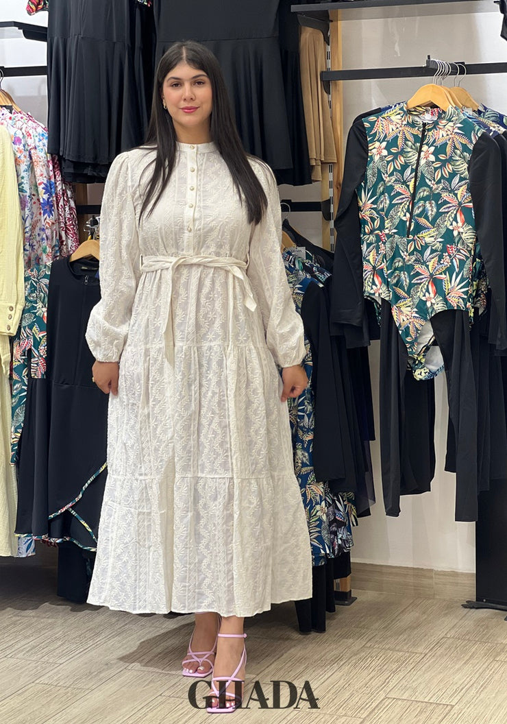 Robe brodée avec doublure