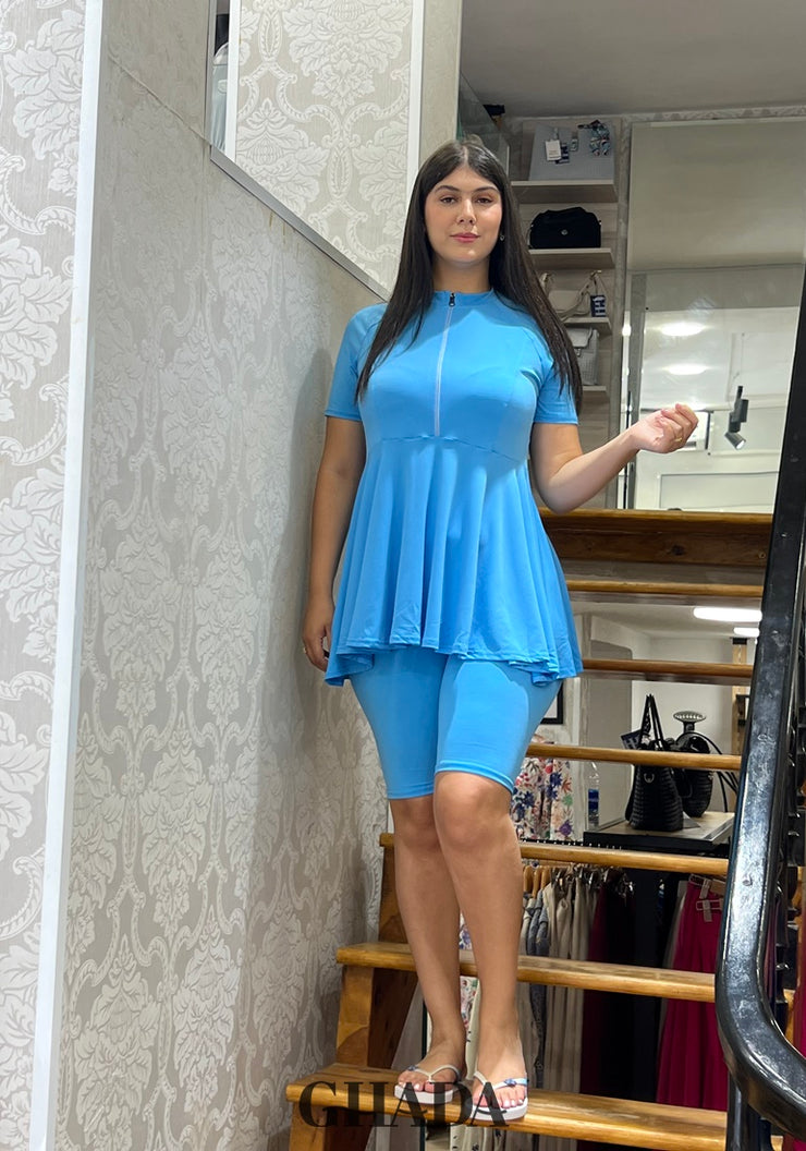Maillot de bain burkini en bleu ciel