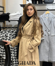 Trench oversize long en beige