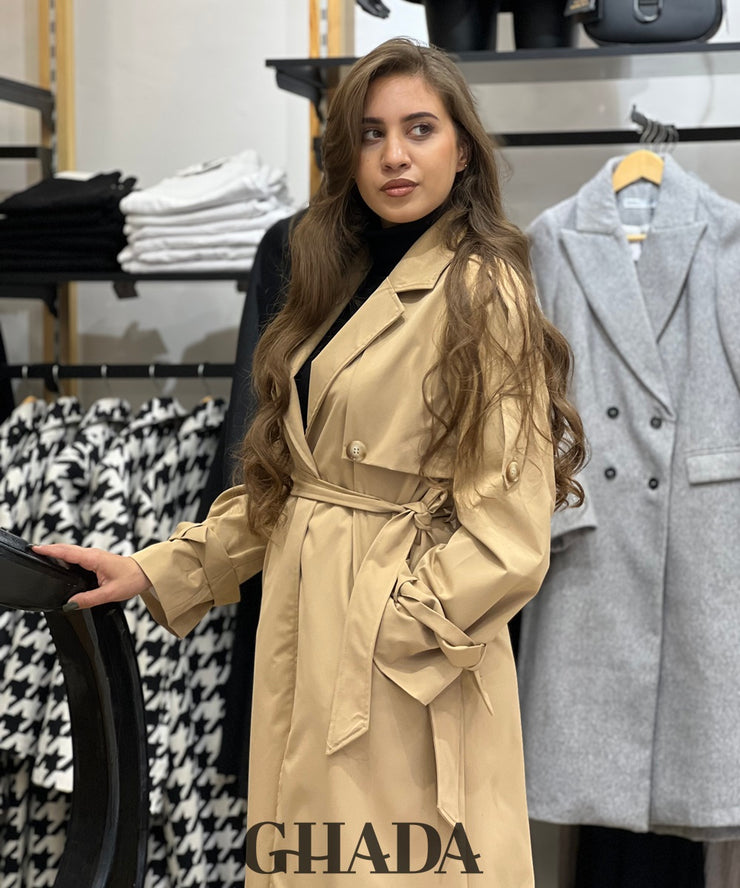 Trench oversize long en beige