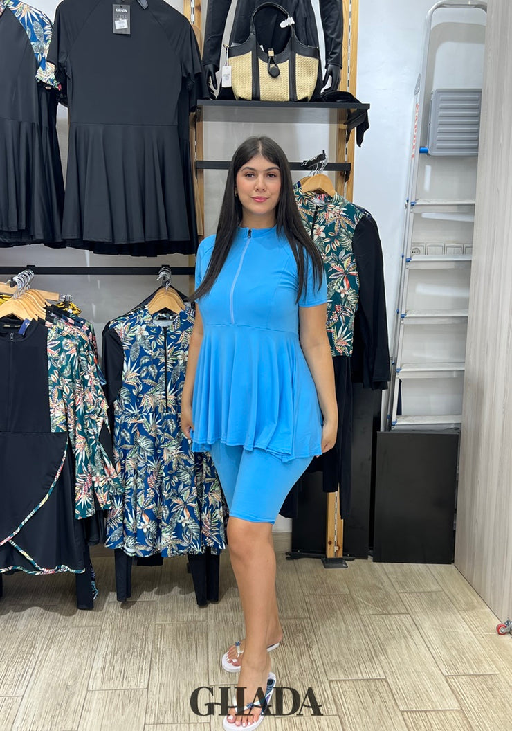 Maillot de bain burkini en bleu ciel
