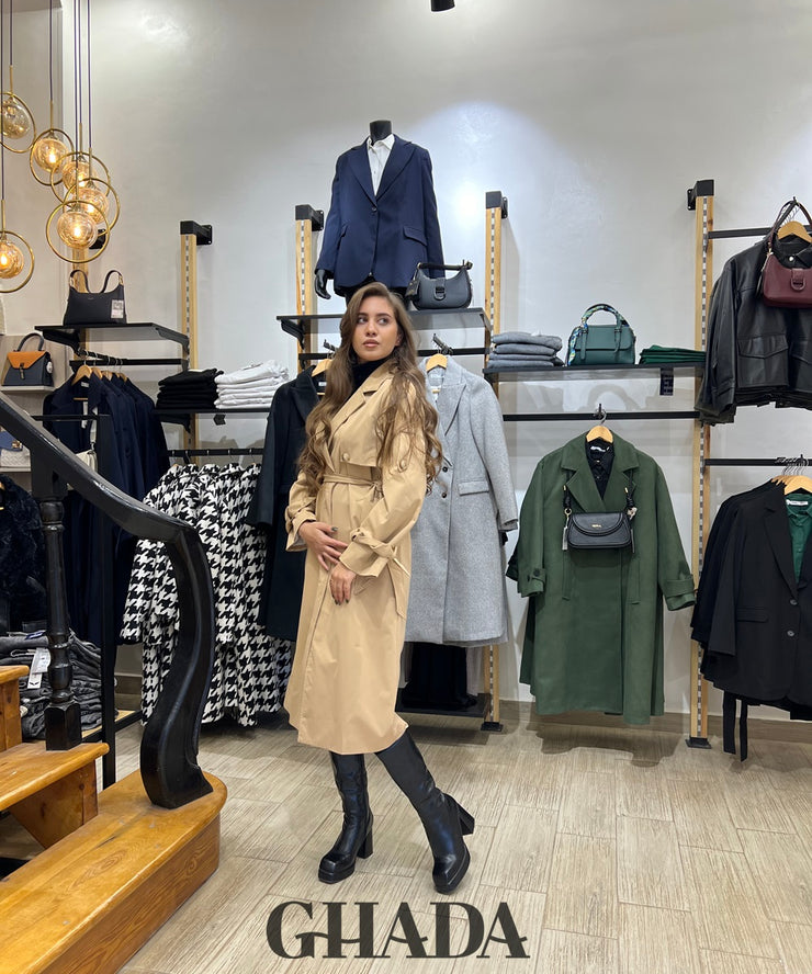 Trench oversize long en beige
