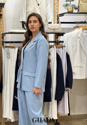 Ensemble tailleur à rayures en bleu ciel