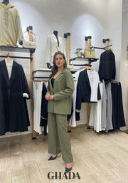 Ensemble tailleur à rayures en vert kaki