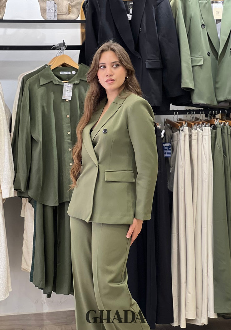 Ensemble- Tailleur vert kaki
