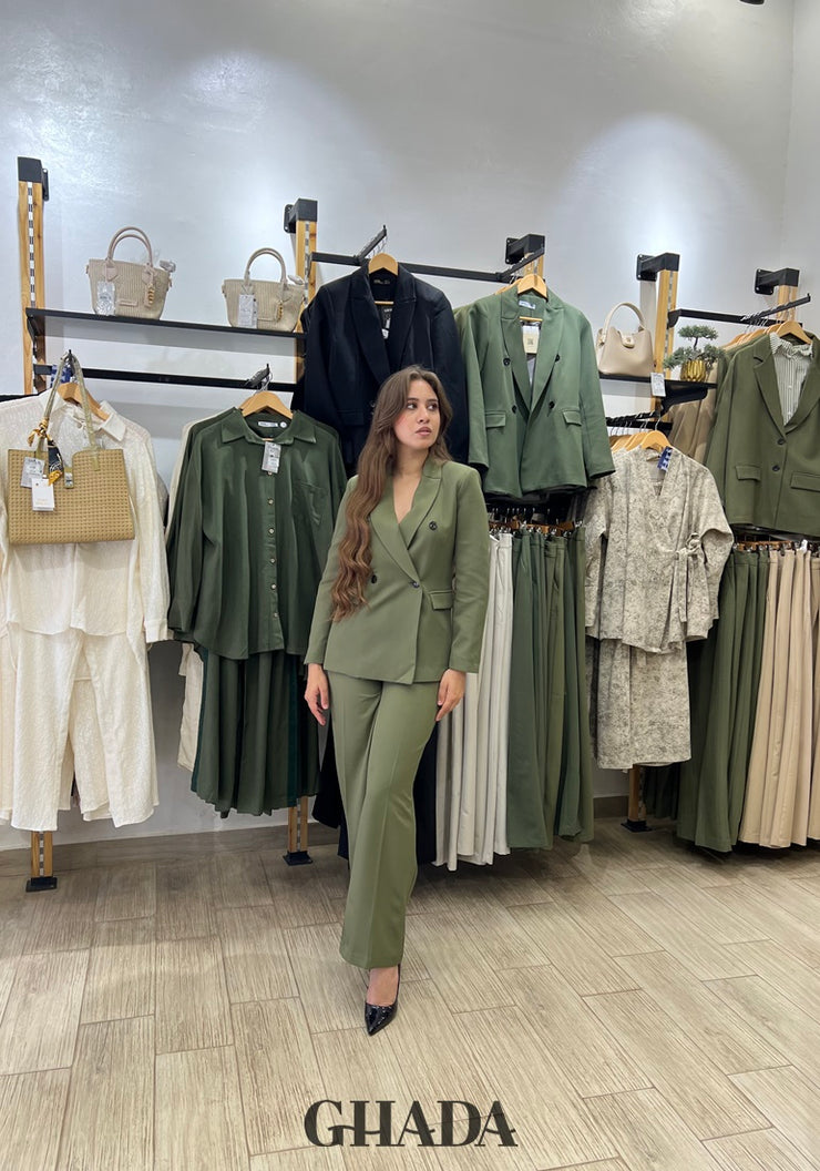 Ensemble- Tailleur vert kaki