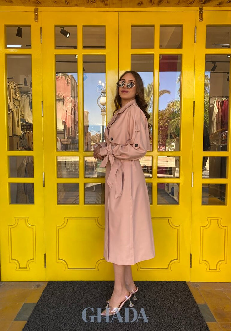 Trench oversize en rose saumon