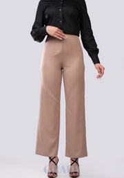 Pantalon fluide en beige sepia