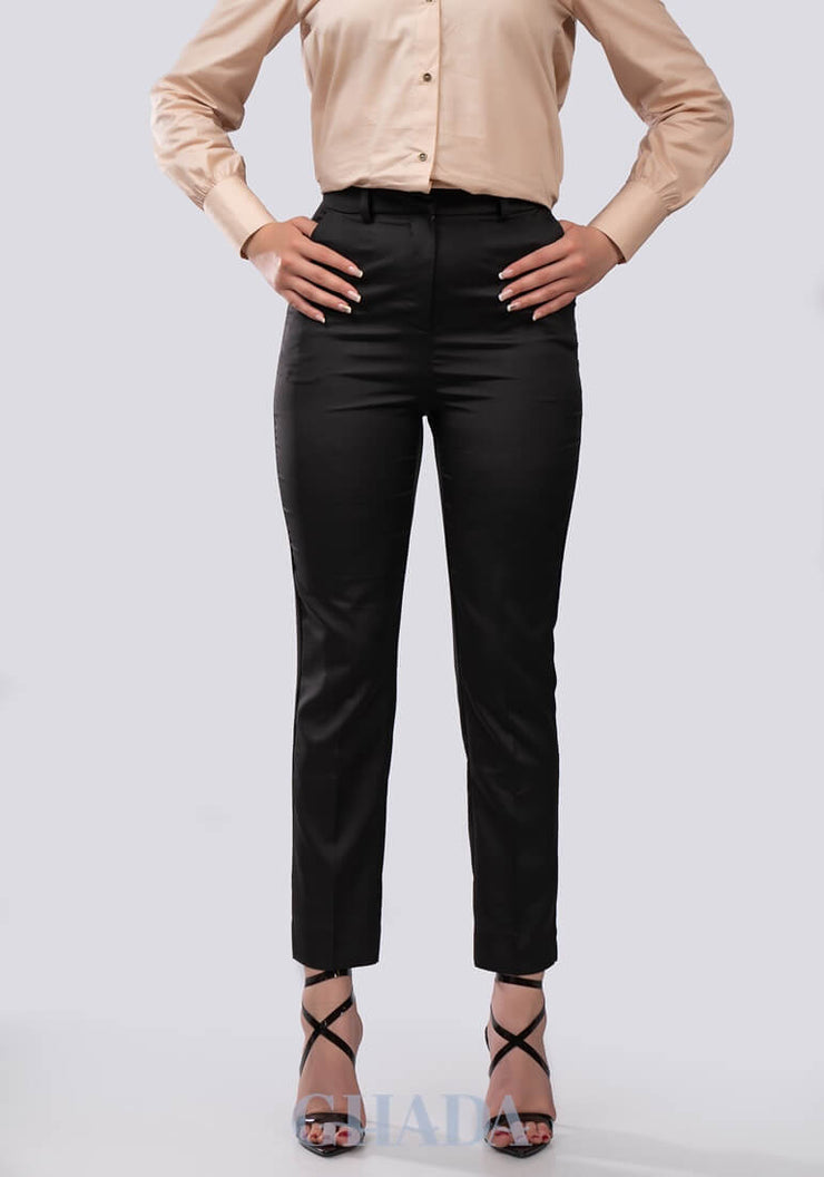 Pantalon taille haute en noir