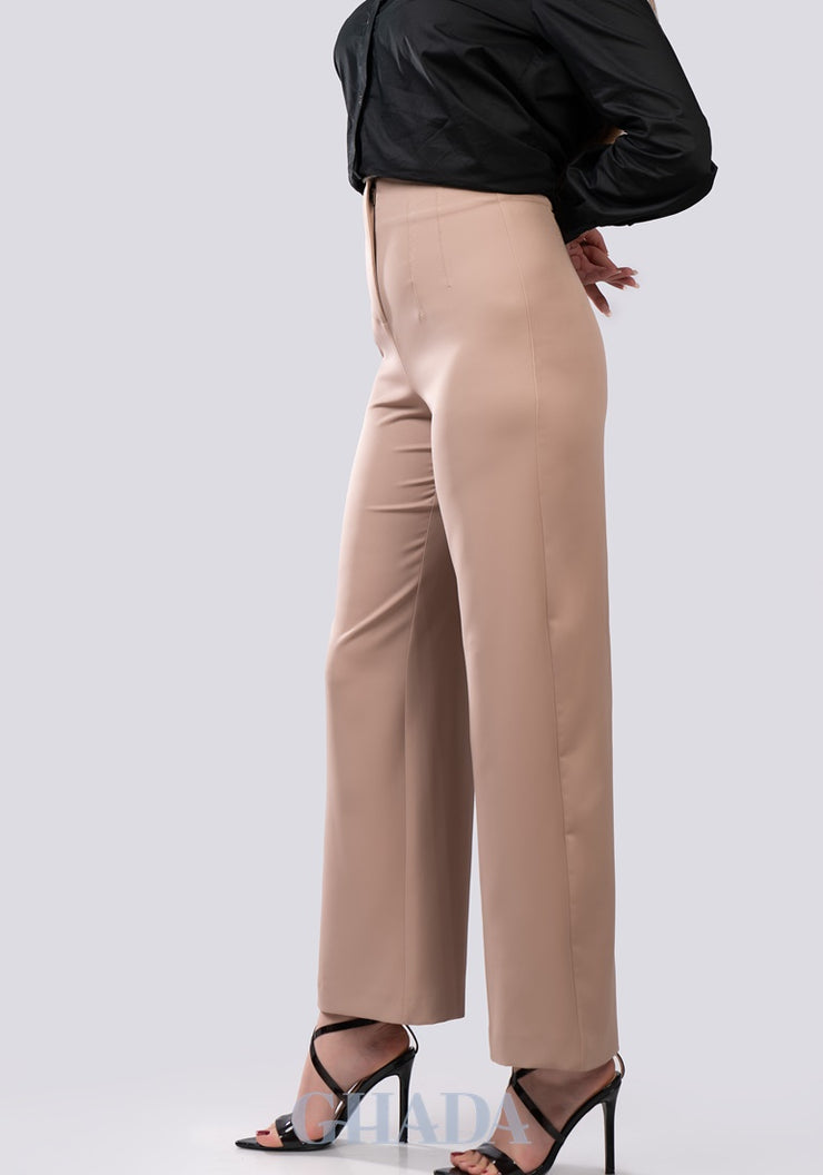 Pantalon fluide en beige sepia