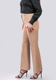 Pantalon pattes d'éléphant en beige