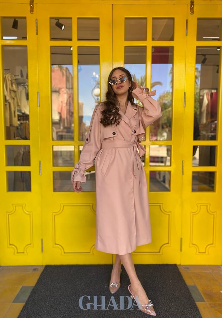 Trench oversize en rose saumon