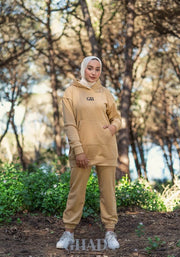 Ensemble hoodie et pantalon en beige foncé