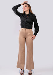 Pantalon pattes d'éléphant en beige