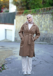 Manteau over size beige avec ceinture