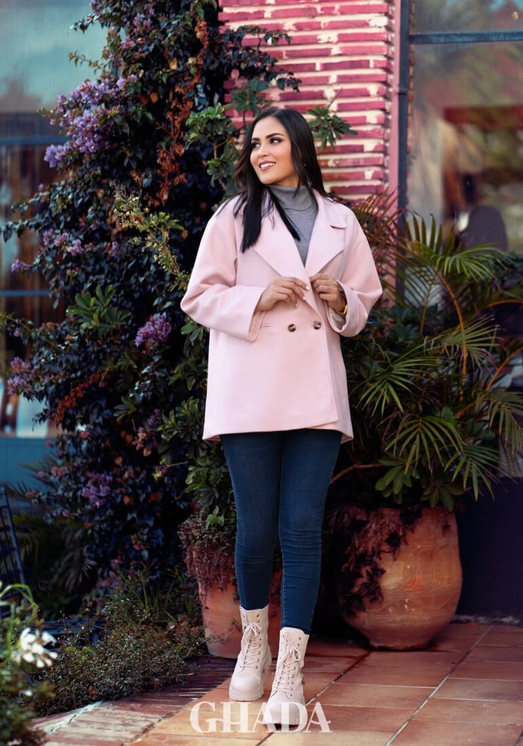 Manteau ample en rose bebe