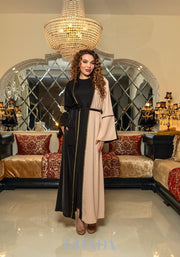 Abaya noir-beige avec sfifa traditionnelle