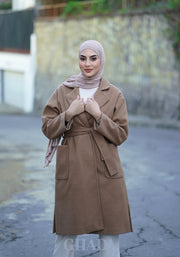 Manteau over size beige avec ceinture