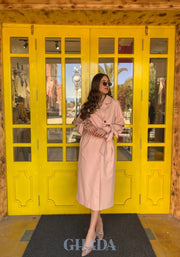 Trench oversize en rose saumon