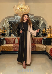 Abaya noir-beige avec sfifa traditionnelle