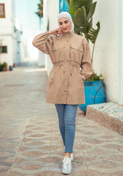 Blouson long en beige