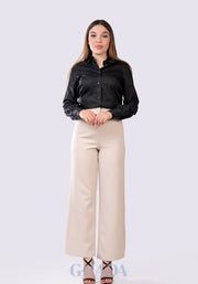 Pantalon fluide en beige sable