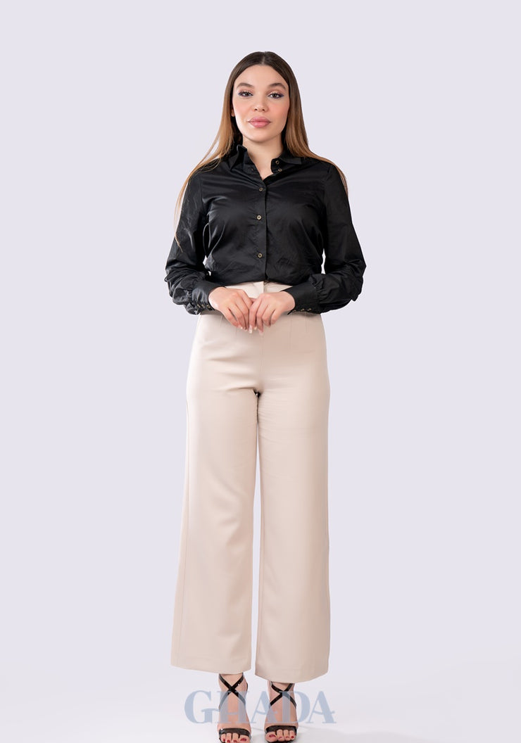 Pantalon fluide en beige sable