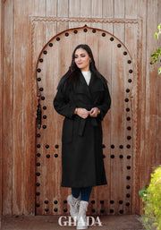 Manteau over size noir avec ceinture