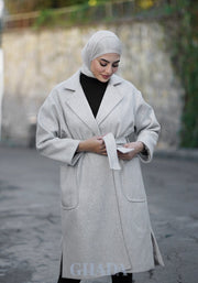 Manteau over size gris avec ceinture