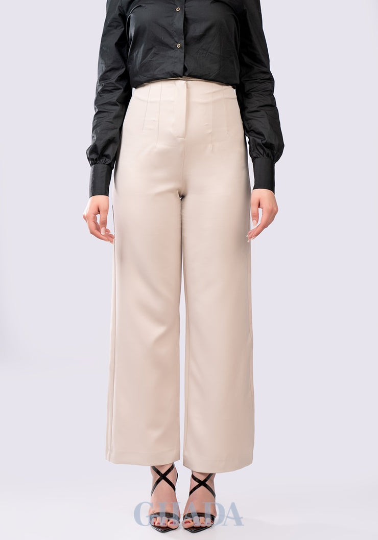 Pantalon fluide en beige sable