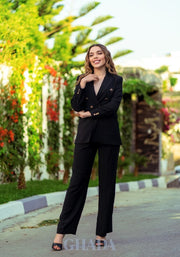 Ensemble tailleur veste et pantalon en noir