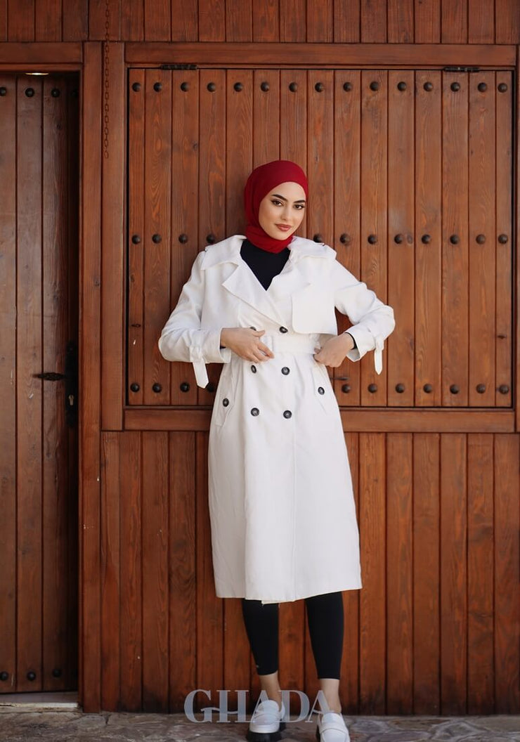 Trench coat long en blanc