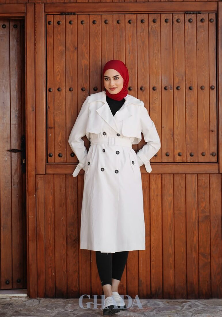 Trench coat long en blanc