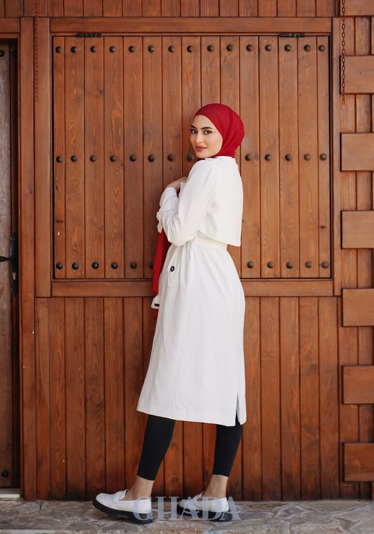 Trench coat long en blanc