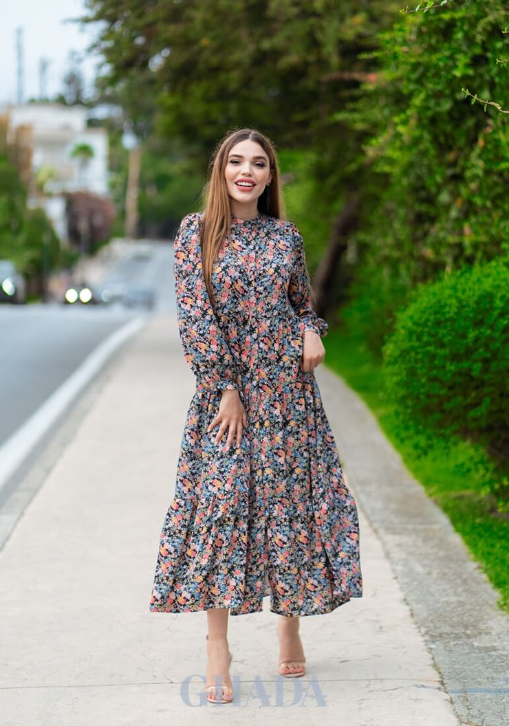 Robe satinée imprimée floral