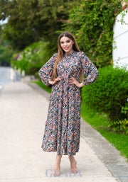 Robe satinée imprimée floral