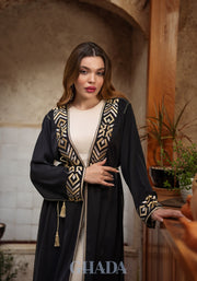 Abaya noir avec broderie traditionnelle
