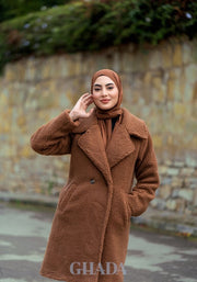 Manteau effet mouton en marron