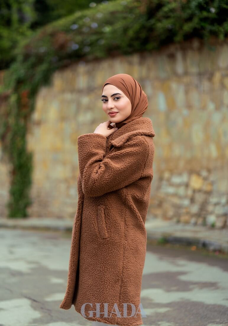 Manteau effet mouton marron clearance