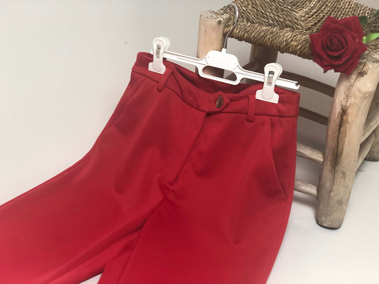 PANTALON ROUGE TAILLE HAUTE