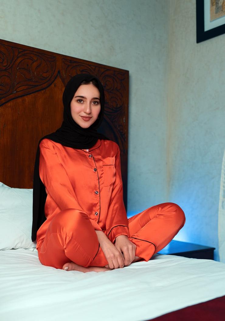 Pyjama longue en orange