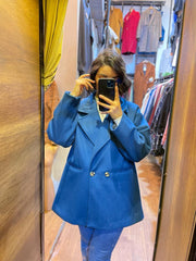 Manteau ample en bleu petrole
