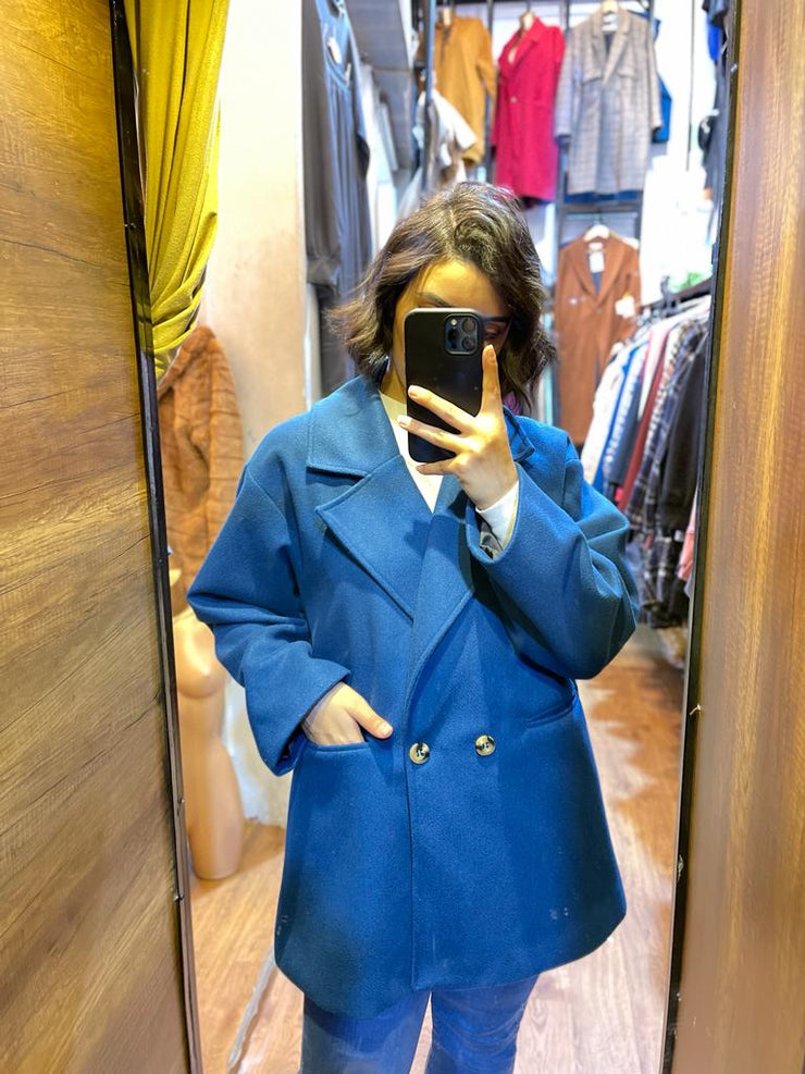 Manteau ample en bleu petrole